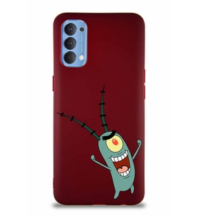 Oppo Reno 4 Soft Premier Kapak Plankton Tasarımlı Silikon Kılıf - Mürdüm (Şeffaf)