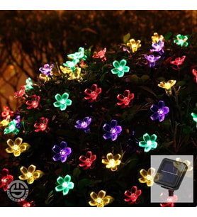 TechnoSmart 30 Ledli Solar Çiçekli RGB Bayçe Aydınlatma Dekorasyon Güneş Enerjili