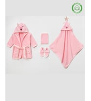 Ayılı Bornoz Takımı (1-2 Yaş) (Pembe-Pembe)