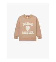 Koton Baskılı Pamuklu Bisiklet Yaka Kahverengi Kız Çocuk Sweatshirt 6WMG10123AK