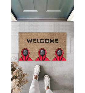 Dormot Modern Dijital Baskı - Squid Game Karşılama - Mizah Kapı Önü Paspası 70x45cm (Bej)