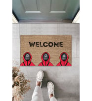 Dormot Modern Dijital Baskı - Squid Game Karşılama - Mizah Kapı Önü Paspası 70x45cm (Bej)