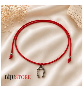 Kırmızı Makrome İp - Nal - Şans - Uğur Kadın Choker