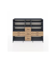 Hyperion Dolap 8 Raflı 7 Çekmeceli  220x44x163 Antrasit-Antrasit/Çam