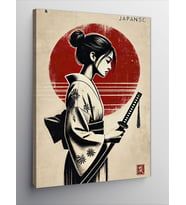 Kanvas Tablo Japon Geisha Ve Kırmızı Güneş