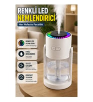 Renkli LED Aydınlatmalı Ultrasonik Hava Nemlendirici – Sessiz Oda Nemlendirme Cihazı