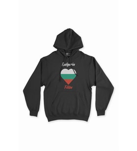 Filibe Bulgaristan Bayraklı Kalpli Siyah Sweatshirt Hoodie