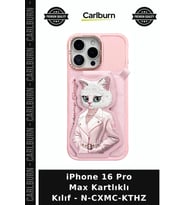 iPhone 16 Pro Max Kartlıklı Kılıf - N-CXMC-KTHZ Desenli Kap Günlük Kullanım Aksesuar