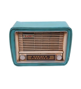 Dekoratif Metal Radyo Kumbaralı Vintage Hediyelik