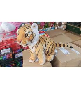 Oyuncak Peluş Uyku Arkadaşı Realistik Oturan Yavru Kaplan Peluş Oyuncak 30 cm