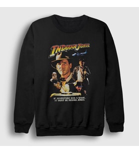 Presmono Unisex Siyah Poster Film Indiana Jones Sweatshirt 486581tt