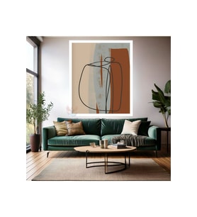Ahşap Çerçeveli MDF Duvar Tablosu Soyut Dijital Baskı Salon Tablosu Modern Tasarım Tablo (Beyaz)