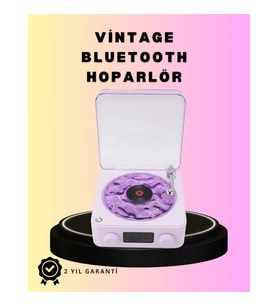 Mey İthalat® Bluetooth Retro Pikap Hoparlör – Projektörlü Gece Lambası