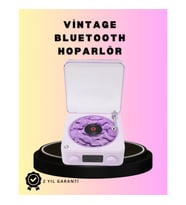 Mey İthalat® Bluetooth Retro Pikap Hoparlör – Projektörlü Gece Lambası