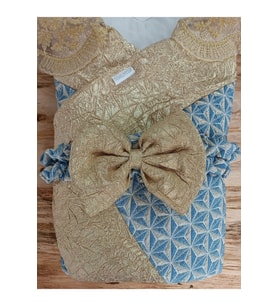 Dantelli Lüks Bebek Kundağı Unisex Bebek Dış Kundak Battaniyesi Hastane Çıkışı Mevlütlük Hediyelik KND45401 (Altın)