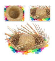 Naturel Renk Püsküllü Örme Hasır Hawaii Luau Aloha Şapka 13x36 Cm