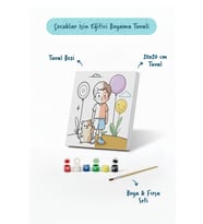 Balonlu Çocuk Boyama Tuvali – Şövalesiz Boya Seti 20x20
