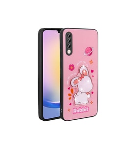 Samsung Galaxy A50 Uyumlu Kılıf Parlayan Kabartmalı İkonik Figürlü Zore Amas Silikon Kapak (Pembe)
