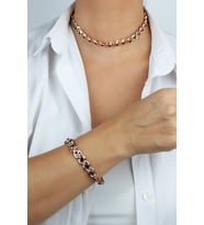 Siyah Kristal Detay Bronz Kolye Bileklik Set