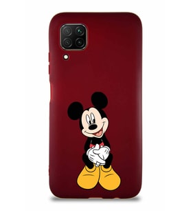 Huawei P40 Lite Soft Premier Kapak Mickey Mouse-A Tasarımlı Silikon Kılıf - Mürdüm (Şeffaf)