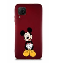 Huawei P40 Lite Soft Premier Kapak Mickey Mouse-A Tasarımlı Silikon Kılıf - Mürdüm (Şeffaf)