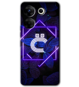 Tecno Camon 20 Pro 4G Kılıf HD Desen Baskılı Kılıf - Dark Neon Yaprak Ö Harfi