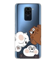 Xiaomi Redmi Note 9 Uyumlu Kafadar Ayılar Desenli Şeffaf Telefon Kılıfı