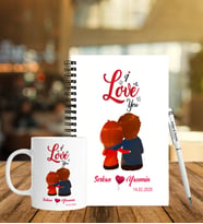 Sevgililer Gününe Özel Ahşap Defter Kalem & Kupa Hediye Seti 35