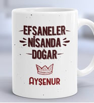 Kişiye Özel Efsaneler Nisanda Doğar Hediye Kupa Bardak Doğum Günü Hediyesi (Beyaz)