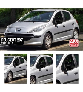 Peugeot 207 2006-2012 Batman Yarasa Ayna Kapağı Piano Black ABS Plastik
