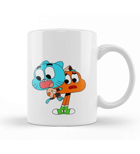 Gumball Watterson and Darwin Watterson 01 Kupa Bardak Porselen