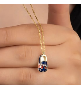 Vaoov 925 Ayar Gümüş Mineli Bebek Ayakkabısı Kolye (Gold)