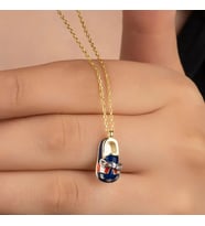 Vaoov 925 Ayar Gümüş Mineli Bebek Ayakkabısı Kolye (Gold)