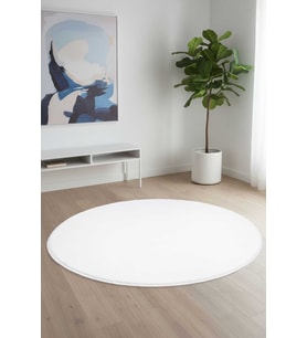 Vl Oval Comfort Overloklu Beyaz Peluş Halı (Beyaz-Siyah)