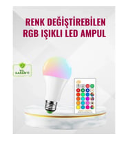Mey İthalat® RGB Uzaktan Kumandalı LED Ampul 16 Renk Dekoratif Aydınlatma