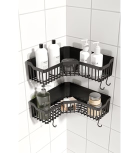Banyor Köşelik Yapışkanlı Banyo Rafı, 2'li Banyo Düzenleyici, Duş Rafı Organizer Şampuanlık, Plastik