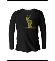 Matrix Geyik Baskılı Erkek Siyah Uzun Kol Bisiklet Yaka T-Shirt