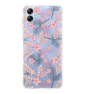 Samsung Galaxy A04e  Kamera korumalı Kapak Floral Kırmızı Tasarımlı  Şeffaf Kılıf