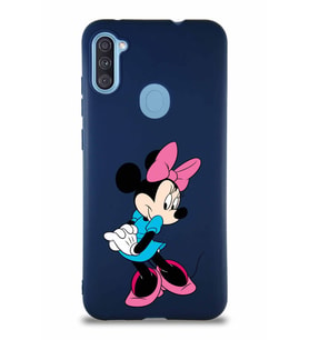Samsung Galaxy M11 Soft Premier Kapak Minnie Mouse-F Tasarımlı Silikon Kılıf - Lacivert (Şeffaf)