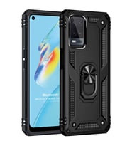Microsonic Oppo A54 4G Kılıf Military Ring Holder Siyah