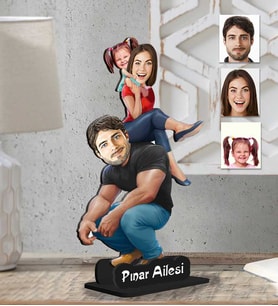 Kişiye Özel 2 Boyutlu Aile  Ahşap Biblo-10