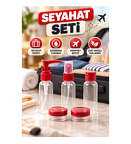 5 Parça Seyahat Kozmetik Dolum Seti – 30 ml Şişe, Sprey ve Krem Kapları
