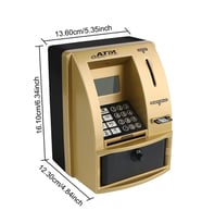 Monozone Şifreli Kumbara ATM Şekilli Eğitici Hesap Makinesi Sesli Komut LCD Ekran Saat Takvim Alarm