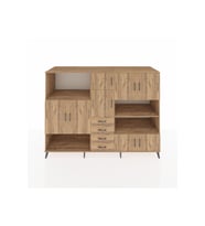 Kronos Dolap 9 Raflı 4 Çekmeceli 8 Kapaklı 220x59x163 Çam-Çam