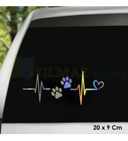 Kedi Pati Kalp Ritim Hologram Oto Sticker Cam Araba Yapıştırma Çıkartma Aksesuar Modifiye 20 X 9 Cm