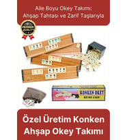 Premium Kaliteli Eğlence Hobi Çizilmeye Dayanıklı Silinebilir Büyük Boy Konken Ahşap Okey Takımı