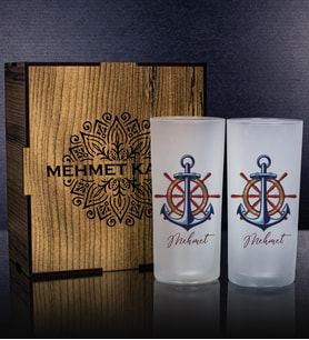 eJOYA Sevgililere Özel Kutusunda 2'li Rakı Bardağı Hediye Seti 111327