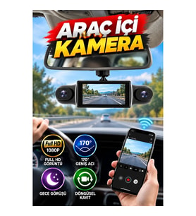 WiFi Destekli Araç İçi Kamera – 170° Geniş Açı, Full HD, Gece Görüşü ve Loop Kayıt