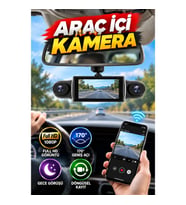 WiFi Destekli Araç İçi Kamera – 170° Geniş Açı, Full HD, Gece Görüşü ve Loop Kayıt