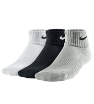 Nike Performance Cushioned Quarter 3 Pack Sock Unisex Pamuklu Yarım Bilekli 3 lü Çorap Beyaz Gri Siyah